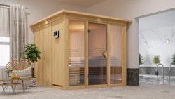 Karibu Sauna Askja Superior mit Fronteinstieg 68 mm inkl. gratis Sauna-Zubehörset im Wert von 234,94 €