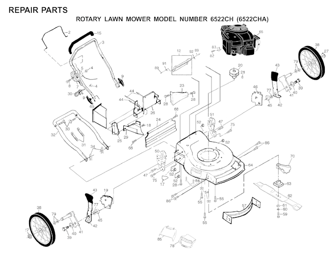 Husqvarna Rasenmäher gelegentliche Nutzung 6522 CH A, 954222725, 532702511, 2001-01