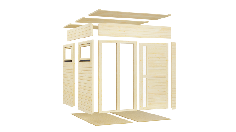 Bertilo Element-Gartenhaus Pentus 2 Office inkl. Lounge-Anbau - 19 mm