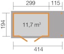 Vorschaubild Weka Gartenhaus 321 A mit 115 cm Anbau - 19 mm