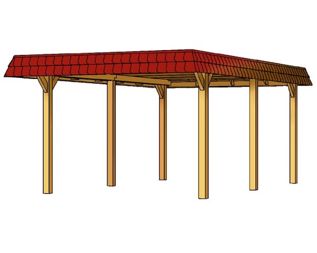 Skan Holz Wendland - Walmdach Carport aus Leimholz Breite 362 cm