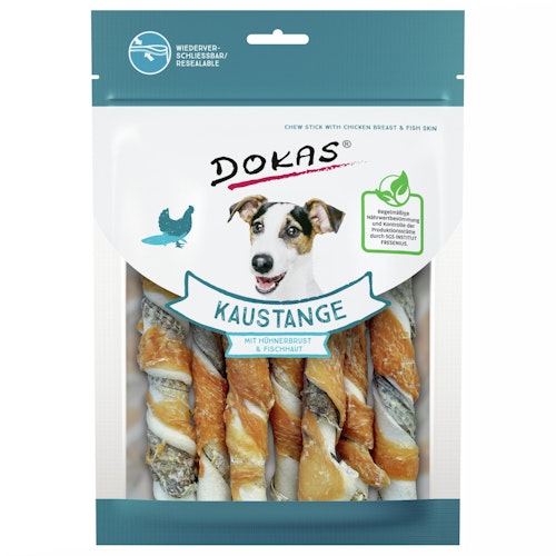 DOKAS Kaustange mit Hühnerbrust und Fisch Hundekauartikel