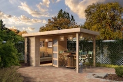 Karibu Woodfeeling Gartenhaus Schwandorf 3/5 inkl. 275 cm Schleppdach - 19 mm