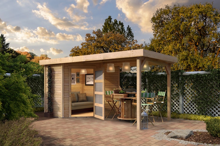 Karibu Woodfeeling Gartenhaus Schwandorf 3/5 inkl. 275 cm Schleppdach - 19 mm