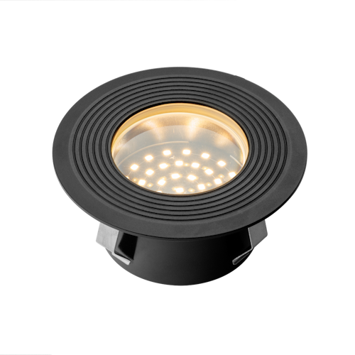 Lightpro Bodeneinbaustrahler Onyx 90 RA 12V mit anthrazitfarbenen Ring 76 lm