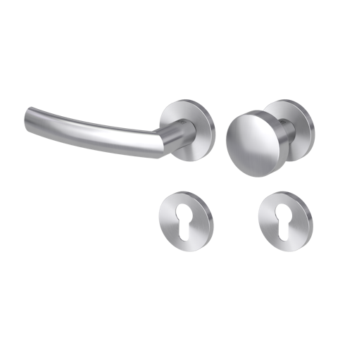 Griffwerk Wechselgarnitur VAYA 178 LORITA fast2fix Fast2Fix GK3 Rosetten rund Knopf R2 Edelstahl matt L
