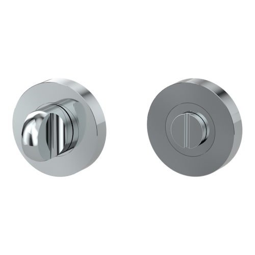 Griffwerk Schlüsselrosettenpaar Zink rund mit Zierring WC Schraubtechnik Chrom-Nickelmatt