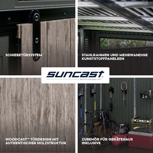 Suncast Kunststoff-Gerätehaus Modernist mit Schiebetür – stahlverstärkt