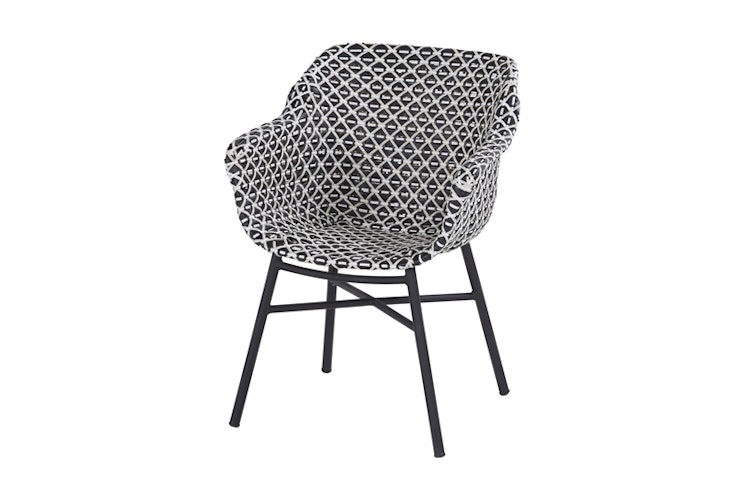 Hartman Dining Chair DELPHINE, Aluminium Carbon Black / Polyrattan White/Black - Abverkauf 