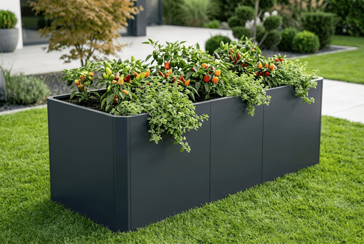 Premium Hochbeet aus Stahl anthrazit 200 x 80 x 75 cm