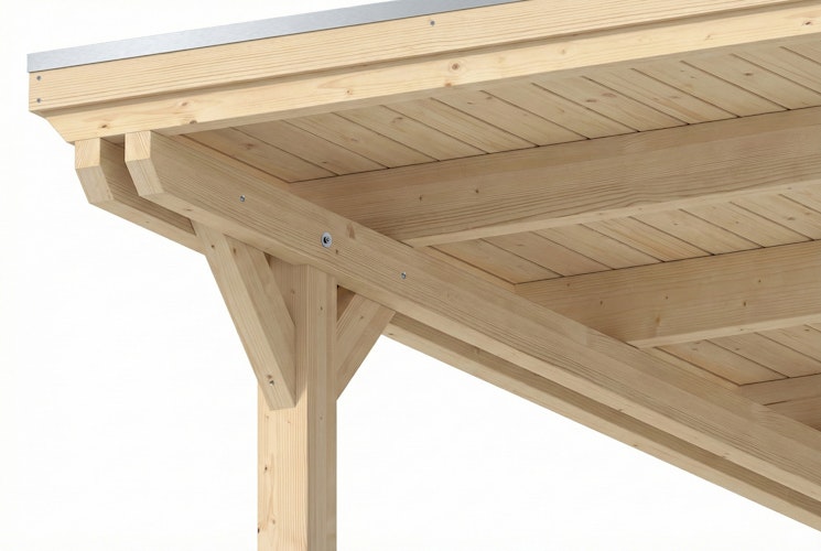 Skan Holz Emsland - Flachdach Doppelcarport aus Leimholz Breite 609 cm