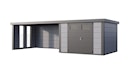 Vorschaubild Telluria Metallgerätehaus Classico 3030 mit Lounge Anbau XL (ca. 450 cm Breite) inkl. 2 Fenstern