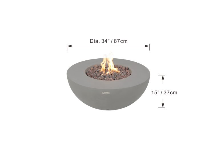 Gardenforma Gas Feuerstelle Roca in grauer Betonoptik