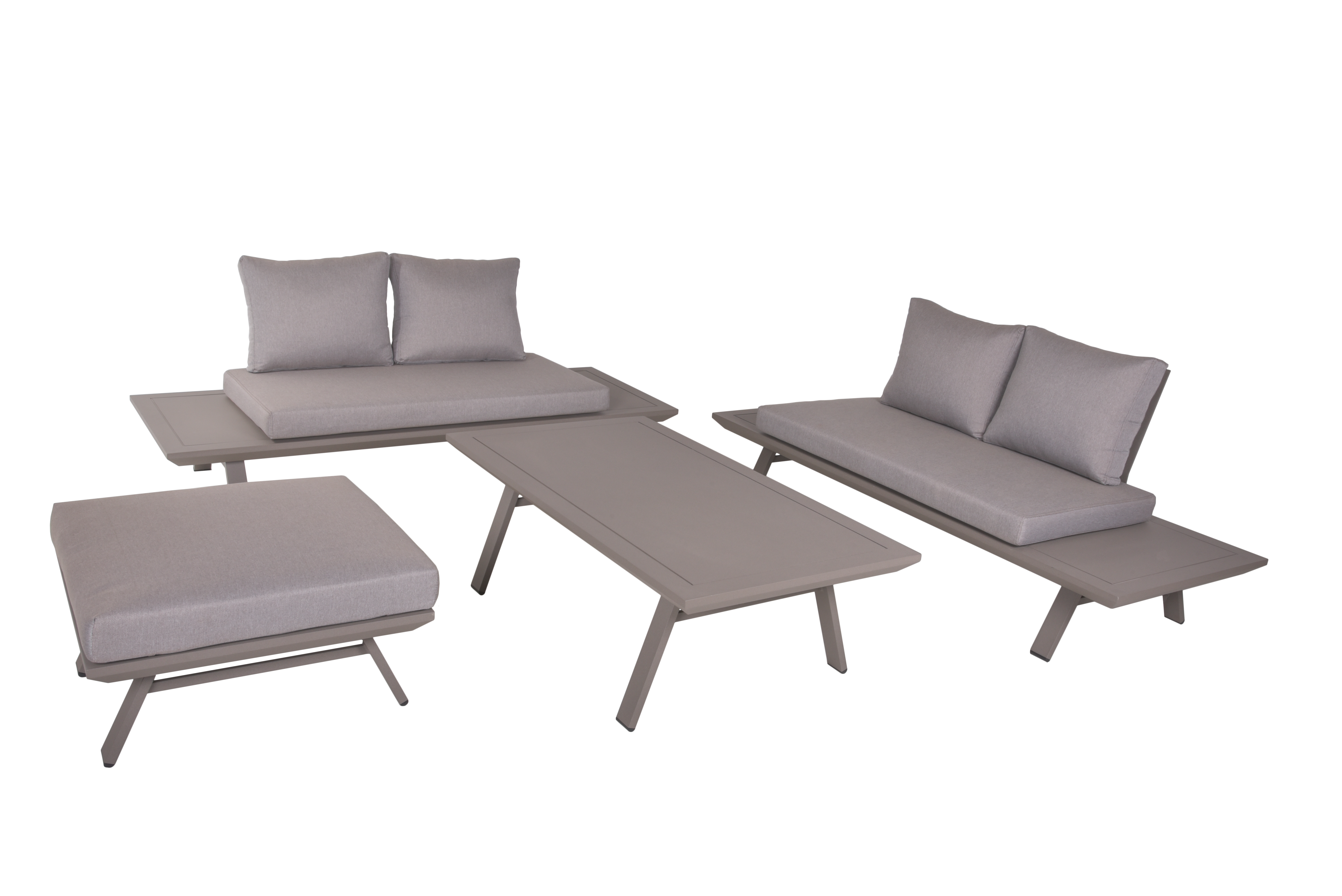 Garden Pleasure Lounge-Set CELIA, Aluminium Hellgrau / Kissen 100 % Polyester Taupe - Auslaufartikel