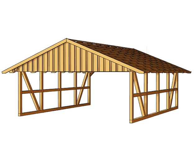Skan Holz Schwarzwald - Satteldach Doppelcarport Breite 684 cm
