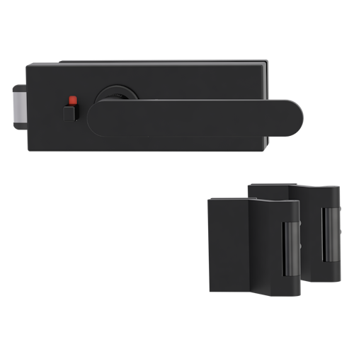 Griffwerk PURISTO S -Graphitschwarz Ganzglastürbeschlagset -3-teiliger Bandsatz -mit Griff AVUS -GSC -smart2lock