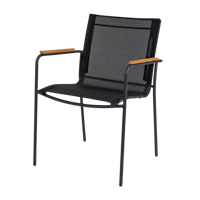 Cinas Stapelsessel MOOD Classic, Aluminium Anthrazit / Kunststoffgewebe Schwarz - Sonderaktion