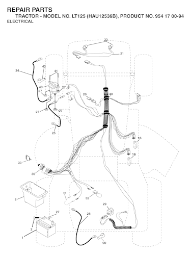 Husqvarna Gartentraktoren LT125, HAU12536B, 954170094, 2003-01