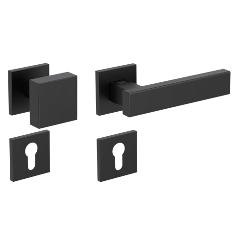 Griffwerk Wechselgarnitur VAYA 200 CUBICO fast2fix Fast2Fix Rosetten eckig Knopf SQUARE Graphitschwarz R