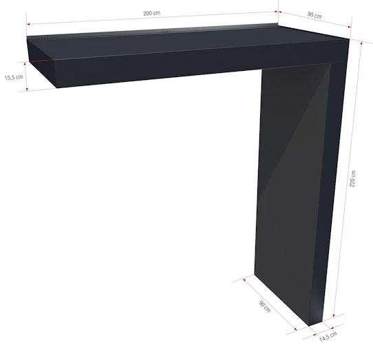 Gutta Rechteckvordach BS Plus 200 inkl. Seitenteil (neues Modell)