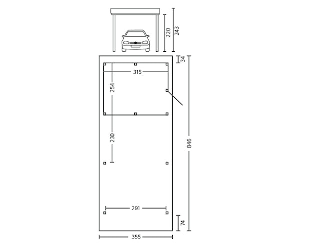 Skan Holz Spessart- Flachdach Einzelcarport aus Leimholz Breite 355 cm