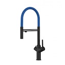Vorschaubild 3 Wege Wasserhahn Küchenarmatur, BOD, mit 360° schwenkbarem Auslauf, abnehmbare 2 strahl Handbrause, Schwarz Matt / Blau