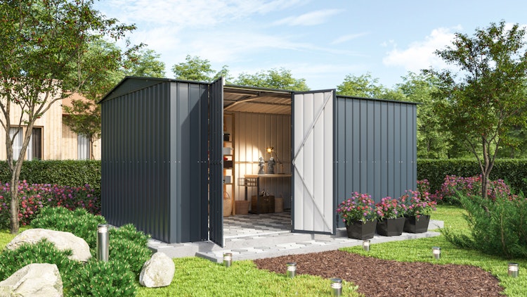 Globel Metallgerätehaus Heimwerkstatt Worker mit Doppelschwingtüren