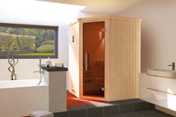 Weka Sauna Kiruna 1 mit Glastür und Eckeinstieg 230 V - 68 mm