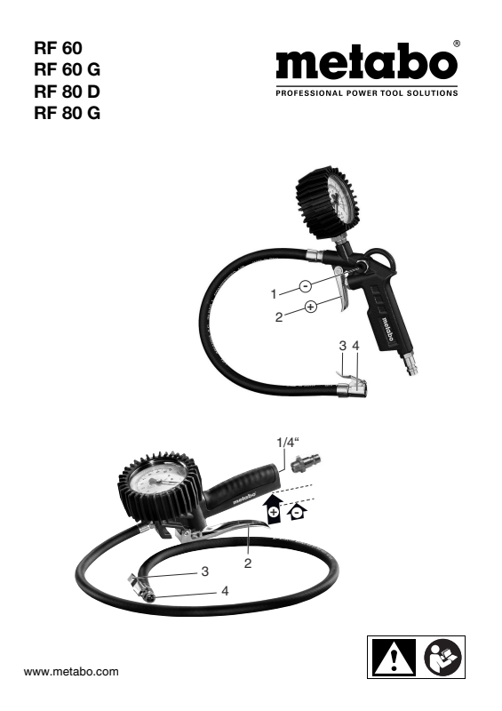 Bedienungsanleitung fÃ¼r Metabo ReifenfÃ¼llmessgerÃ¤t RF 80 G