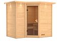 Vorschaubild Karibu Sauna Sahib 2-Massivholzsauna 38 mm -Eckeinstieg - Exklusivoptik