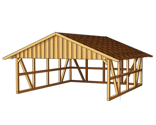 Skan Holz Schwarzwald - Satteldach Doppelcarport Breite 684 cm