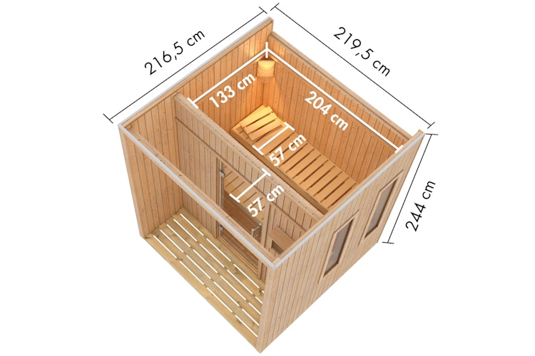 Karibu Design Saunahaus Arcadia Blackline - 73 mm inkl. gratis Sauna-Zubehörset im Wert von 234,94 €
