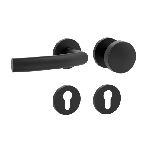 Griffwerk Wechselgarnitur VAYA 178 LORITA fast2fix Fast2Fix Rosetten rund Knopf R2 Graphitschwarz L