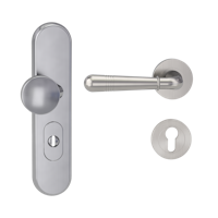 Griffwerk Kombi-Schutzbeschlag TITANO SB_882 mit Griff FABIA 72mm Zylinderabdeckung Tür 38-50mm L FABIA Samtgrau