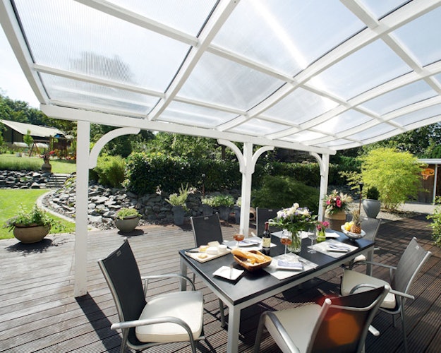 Skan Holz Terrassenüberdachungen Verona o. Mittelpfosten Breite 648 cm