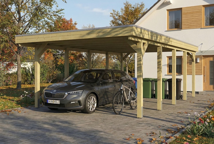 Skan Holz Friesland - Flachdach Carport aus Nadelholz Breite 402 cm