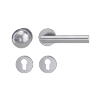 Griffwerk LUCIA PROFESSIONAL Schraubtechnik -Edelstahl matt Schutzrosettengarnitur -Knopf R4 -PZ -Kombi-Innenrosettensatz rund