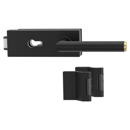 Griffwerk PURISTO S -Graphitschwarz Ganzglastürbeschlagset -3-teiliger Bandsatz -mit Griff LUCIA SELECT -GSC/ME -PZ