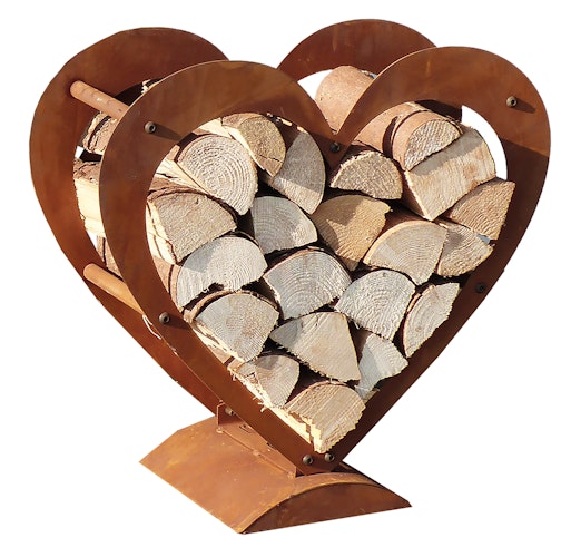 Badeko Herz-Holzregal in Edelrostoptik - 75 cm hoch