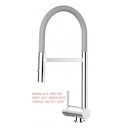 Vorschaubild Wasserhahn Vorfenster Küchenarmatur, Umklappbar 6 CM, LINKER HEBEL, mit 360° schwenkbarem Auslauf abnehmbare 2 strahl Handbrause, Verchromt / Grau