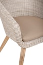 Vorschaubild Garden Pleasure Gartenmöbel Set FREMONT / ARVADA, Tisch Ø 110 + 4 Sessel, Akazie / Polyrattan Pfeffergrau / Kissen 100 % Polyester Taupe