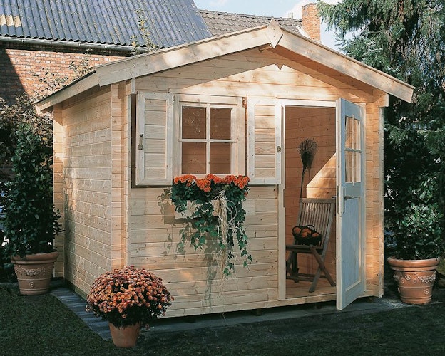 Weka Gartenhaus Premium28 FT mit Vordach (20 cm) - 28 mm