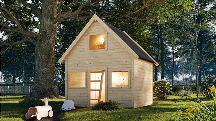 Karibu Kinderspielhaus Kalle mit 2 Etagen - 19 mm