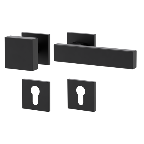 Griffwerk Wechselgarnitur VAYA 200 CUBICO fast2fix Fast2Fix Rosetten eckig Knopf SQUARE Graphitschwarz R