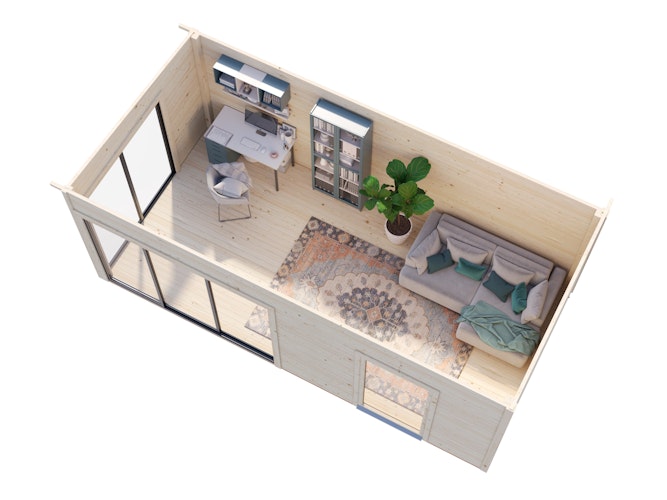 Palmako Gartenhaus Andrea 17,1 m² Slide Plus mit Isolierglas-Schiebetür - 44 mm