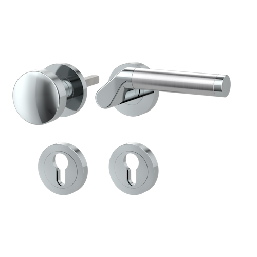 Griffwerk CORINNA Schraubtechnik GK4 -Chrom/Edelstahl Rosettengarnitur -Schraubt. -Knopf R21 -WR -TS 40-45mm