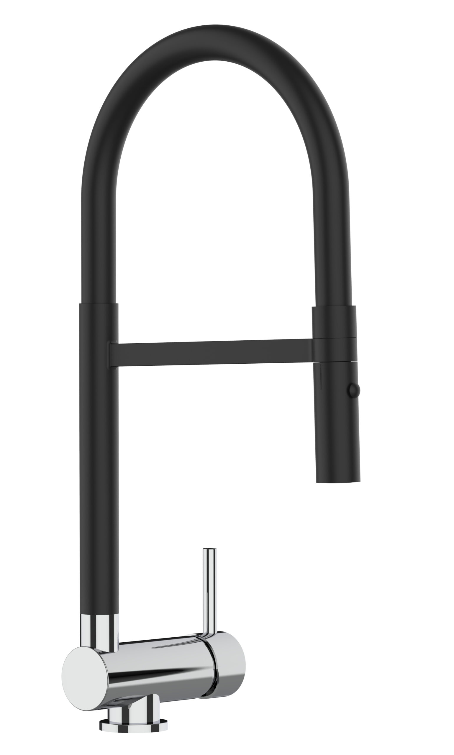 Wasserhahn Vorfenster Küchenarmatur, Umklappbar 6 CM, mit 360° schwenkbarem Auslauf, abnehmbare 2 strahl Handbrause, Schwarz Matt und Verchromt