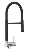 Wasserhahn Vorfenster Küchenarmatur, Umklappbar 6 CM, mit 360° schwenkbarem Auslauf, abnehmbare 2 strahl Handbrause, Schwarz Matt und Verchromt