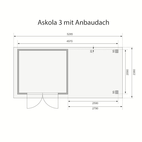Karibu Woodfeeling Gartenhaus Askola 2/3/3,5/4/5 m. 275 cm Schleppdach/Seiten- und Rückwand