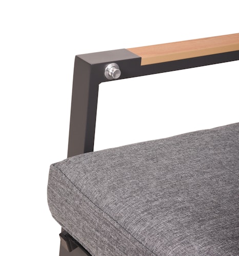 Garden Pleasure Gartenmöbel Set BARLETTA, Tisch 180 x 91 + 4 Stapelsessel, Alu Anthrazit / Nonwood Holz-Optik / Kissen 100 % Polyester